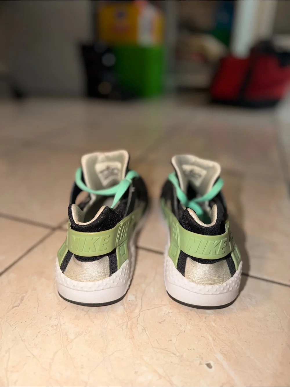 Nike Kids Black Sneakers with Mint Green Details - Casual Athletic Shoes